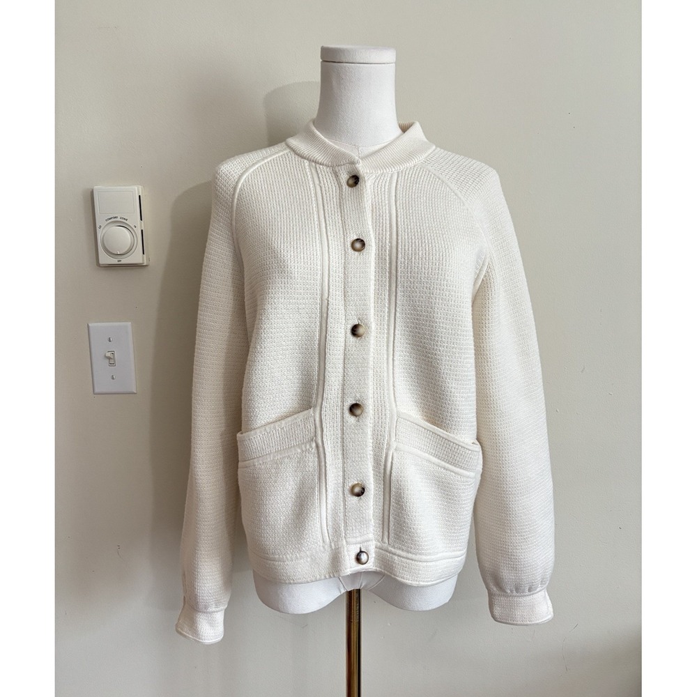 La Maille Sezane Rue Saint Fiacre Cardigan Sweater Womens XS Cream Chic Wool